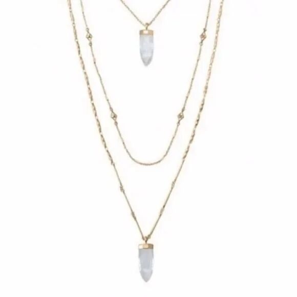 stella & dot ~ aria layering pendant necklace ~ gold crystal - Picture 9 of 12